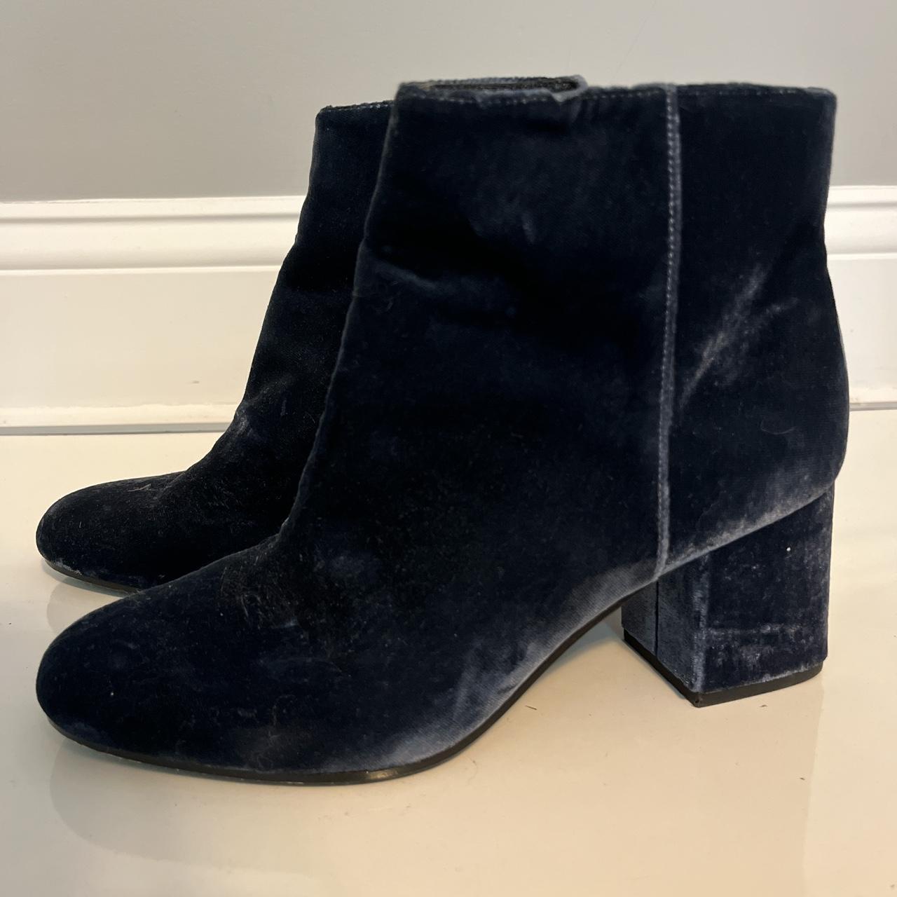 Via Spiga Blue Velvet Booties Perfect... - Depop