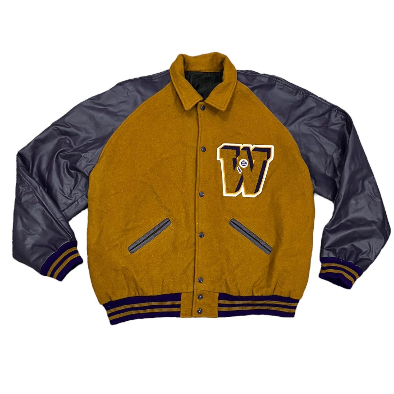 Letterman jacket sale purple and gold