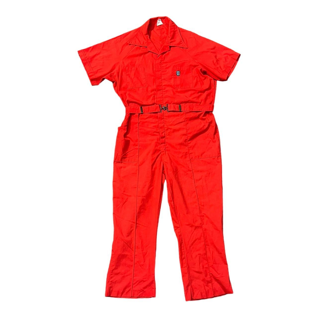 American Vintage Men's Red Jumpsuit Depop