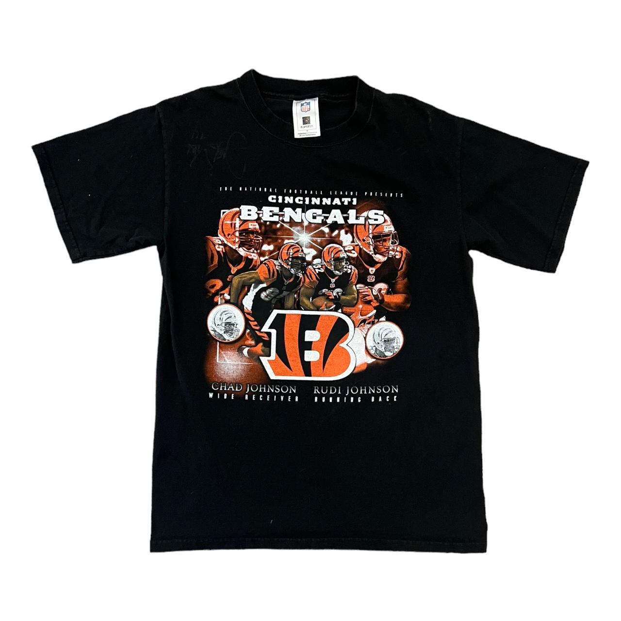 VillaPickersStore Vintage Cincinnati Bengals NFL T Shirt Medium Chad Johnson Rudi Johnson Bengals Players Crewneck Bengals National Football Black Tees Size M