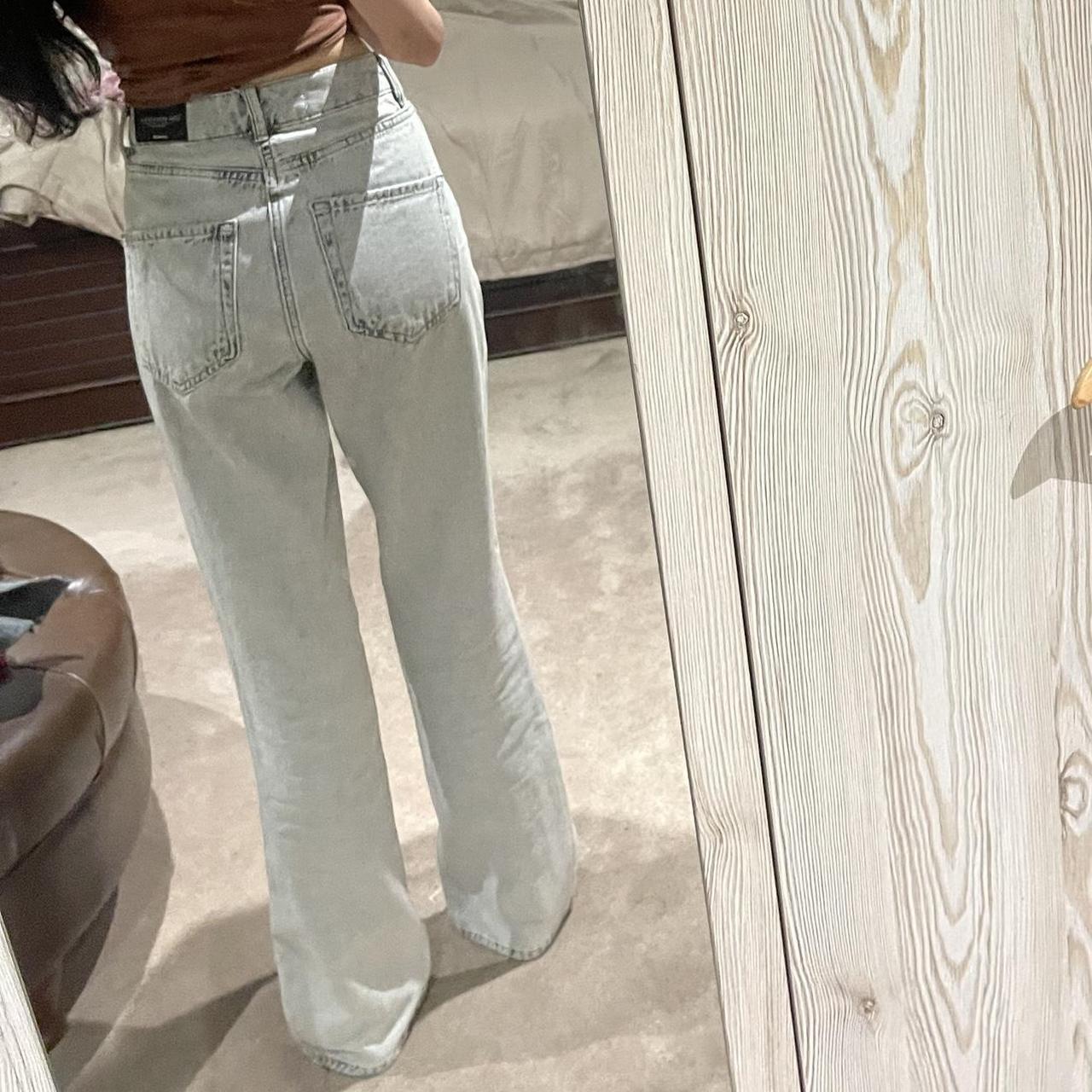 stradivarius long straight slit jeans in a