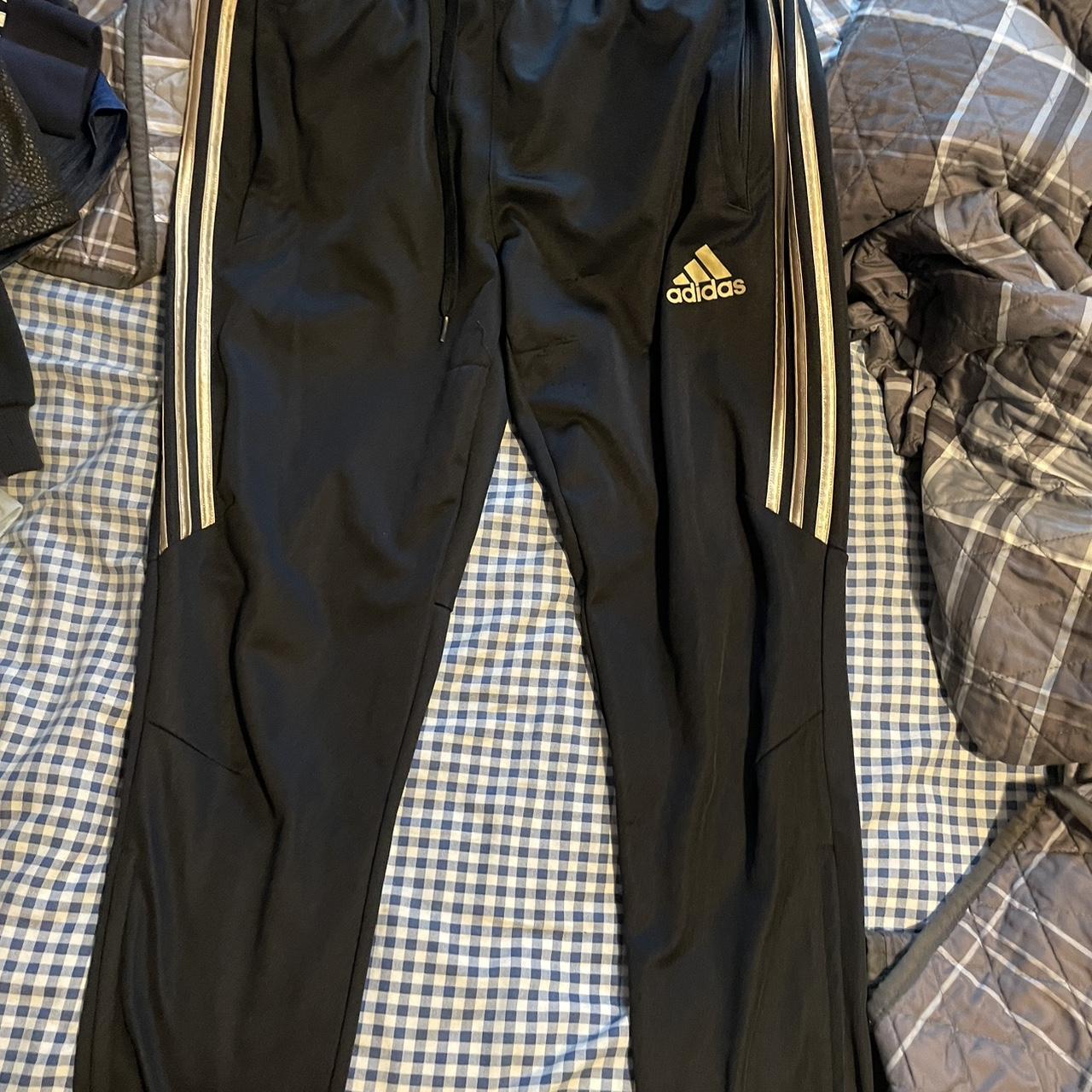 adidas soccer sweatpants black and gold men’s L Depop