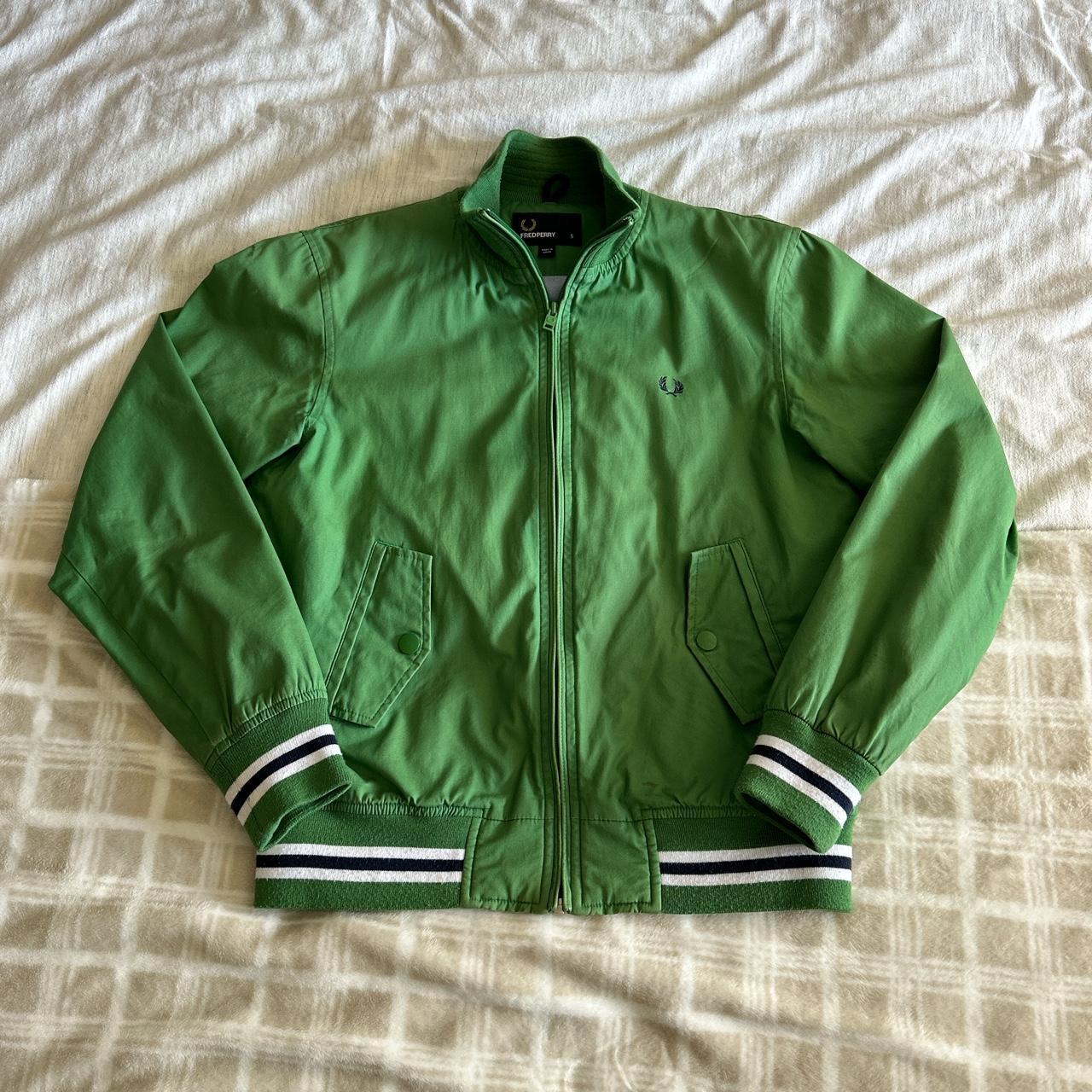Green Fred Perry Jacket - slight blemishes shown in... - Depop