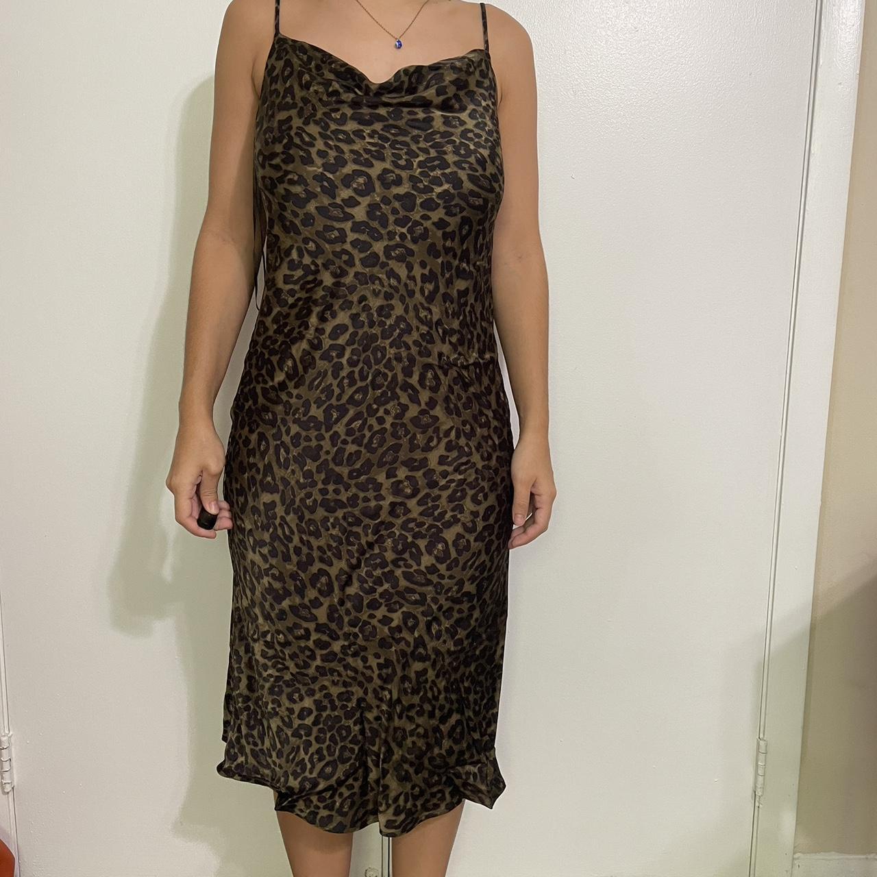 cheetah print satin dress from zara in size XS. I'm - Depop