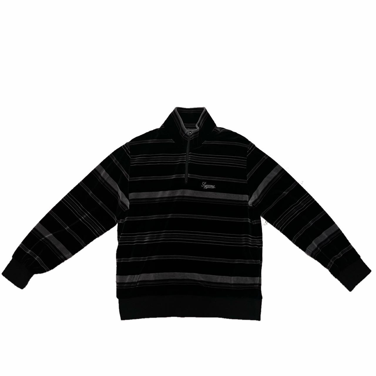 Supreme Stripe Velour Half Zip Pullover, Small