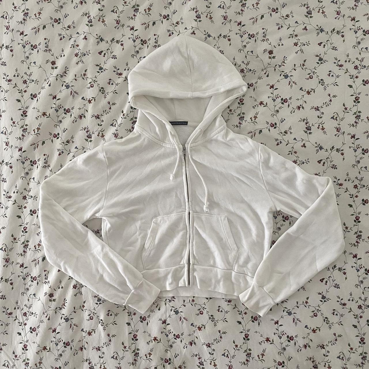 white cropped crystal hoodie cute comfy great