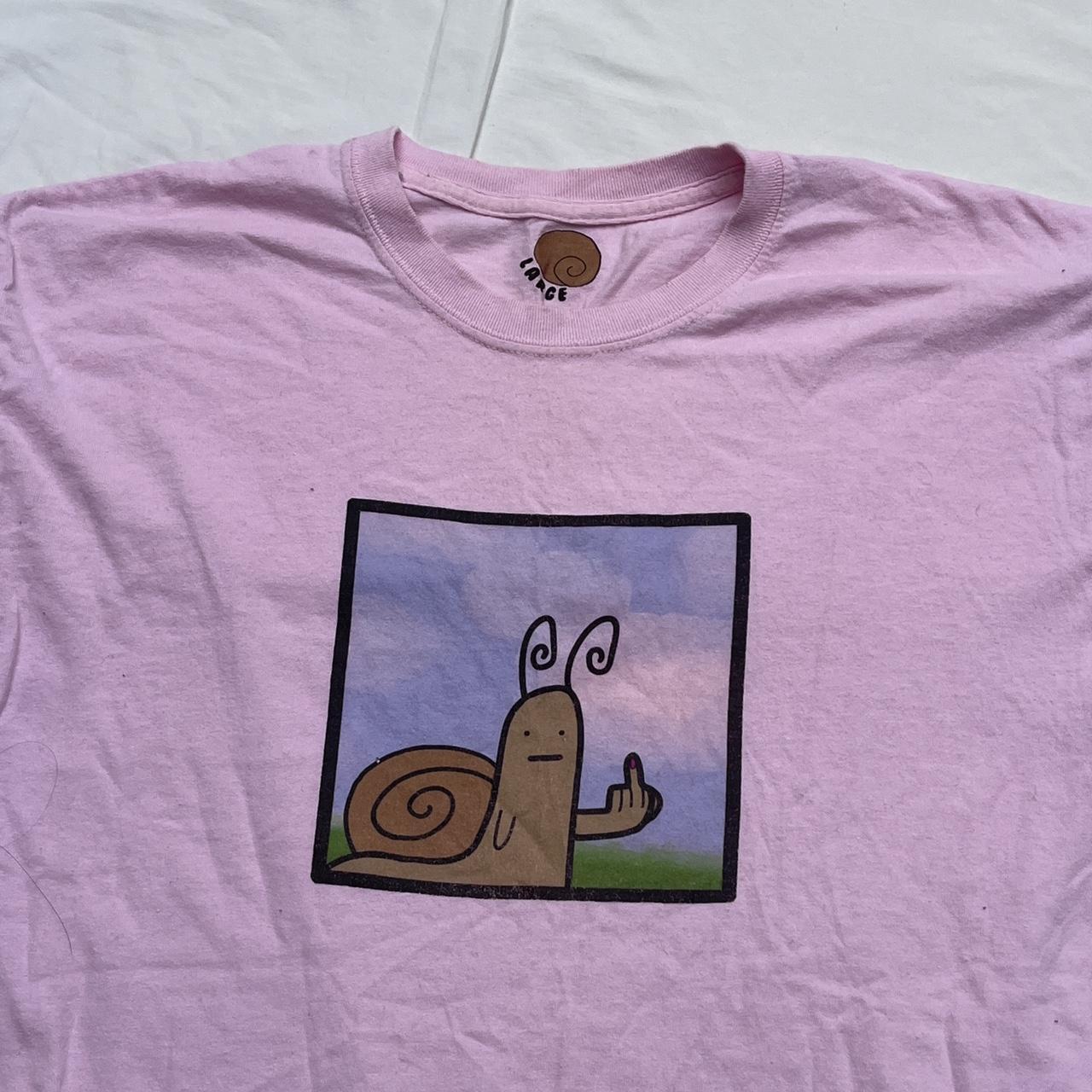 has he graphic red... snail pink ya off flippin tee - Depop