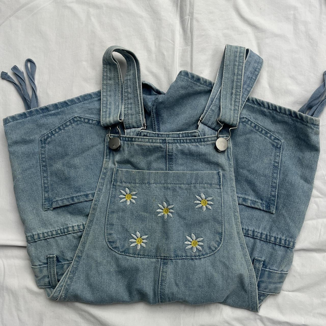 cotton on overalls shorts flower embroidery and... Depop