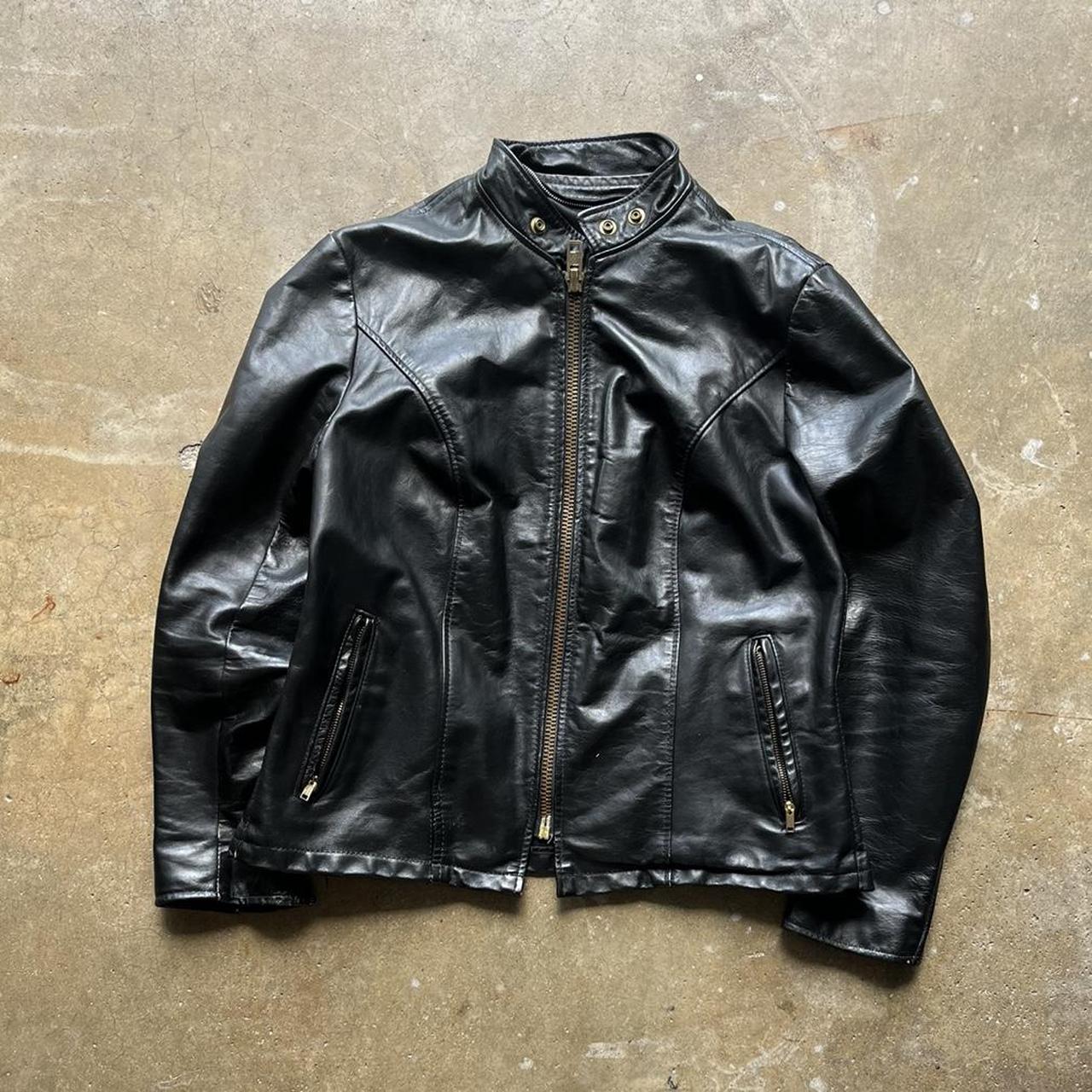 Vintage Cafe Motorcycle Leather Jacket. Really nice... - Depop