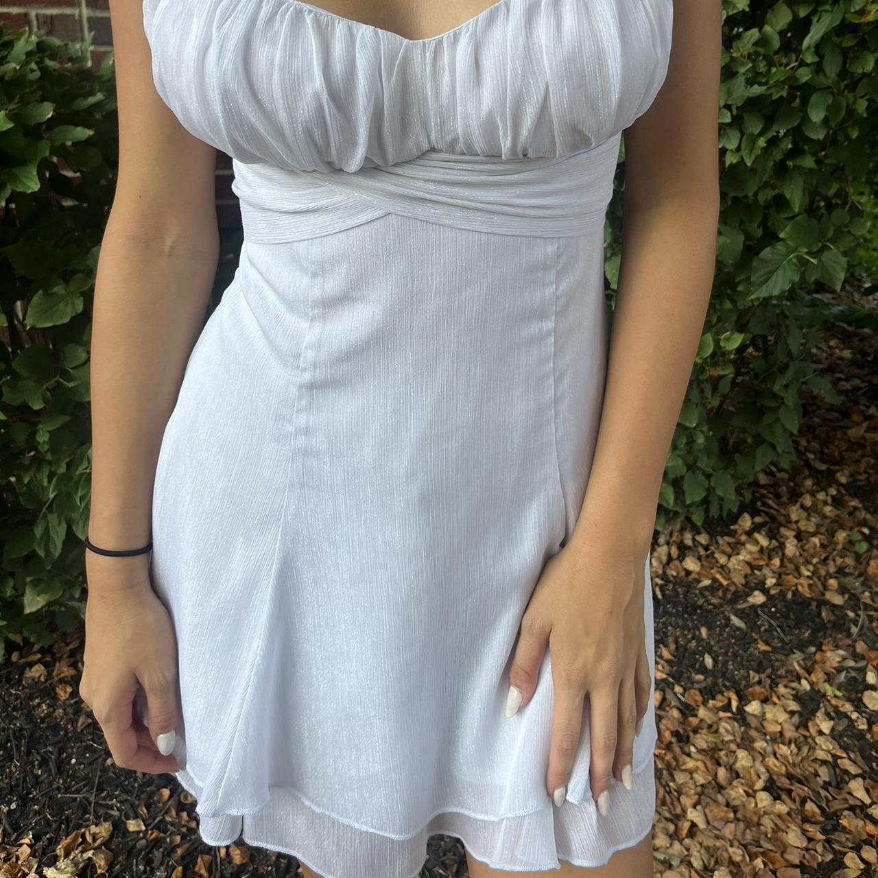 Lucy in the sky white shimmer hoco dress Worn once... - Depop