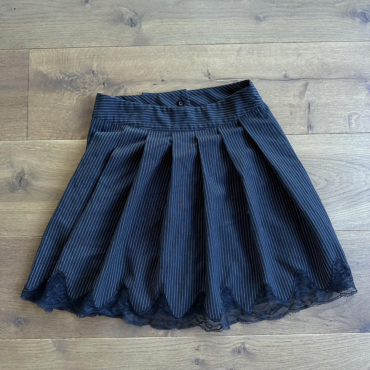 【Anyone more】Yoi Black Blue Pleated Mini Skirt Yoon Mini Skirt (FZ0278-478-BLUE)