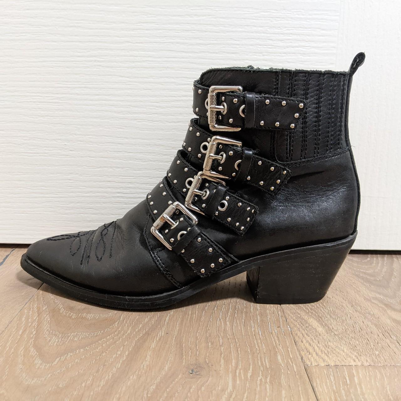 Jo Mercer black leather ankle boots, with silver... Depop