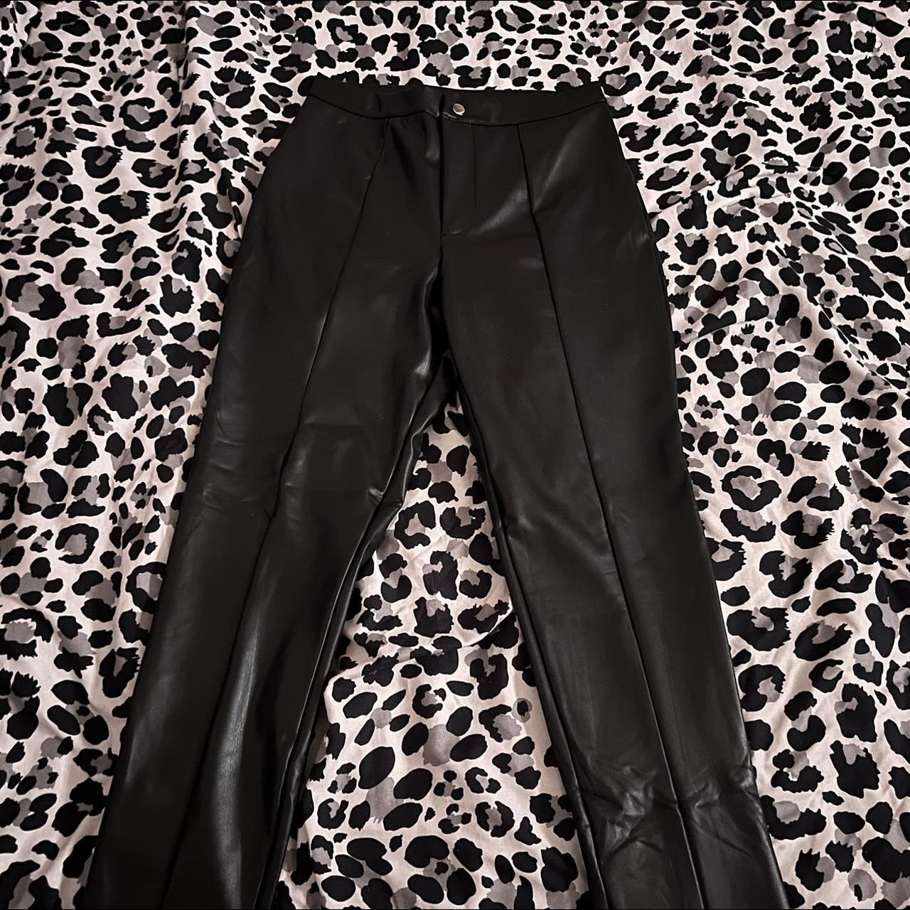 Black Faux Leather Pants Only worn once - Depop