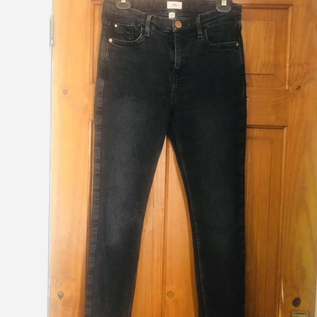 River Island Black Raw Hem Skinny Jeans Size 12 Depop