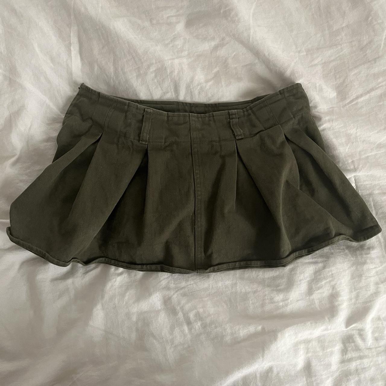 army green micro mini skirt with built in shorts 🌱... - Depop