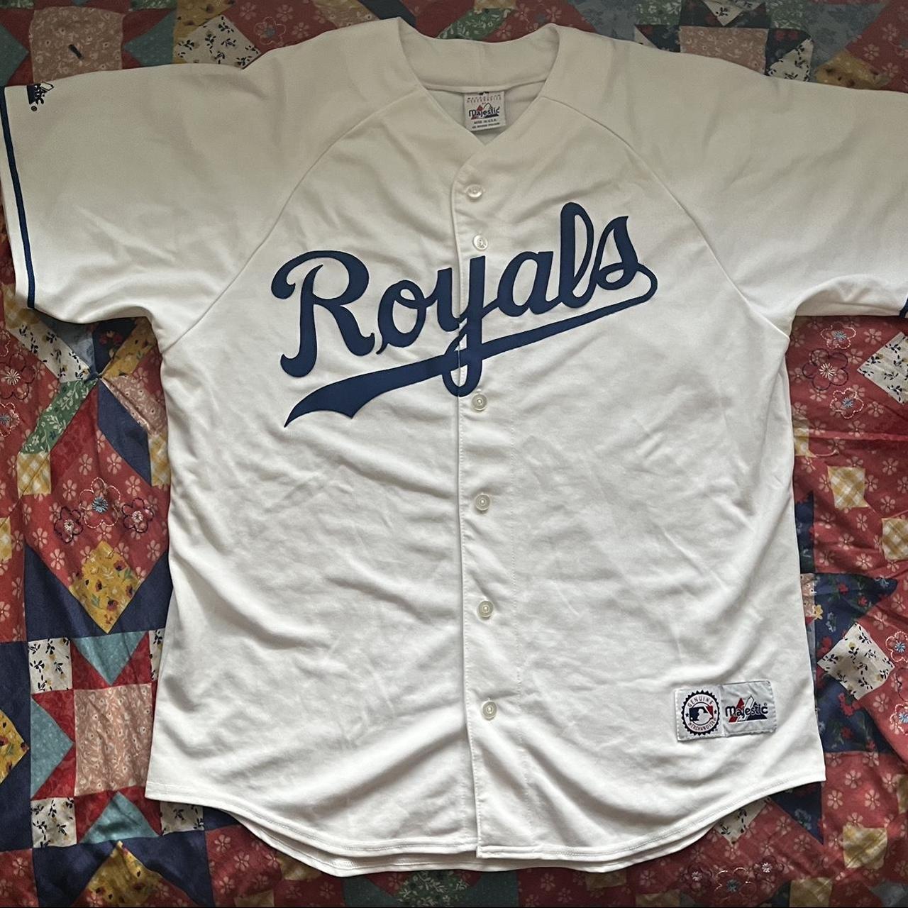 Majestic, Shirts, Vintage Kansas City Royals Mlb Majestic Large Gray  Jersey New Men