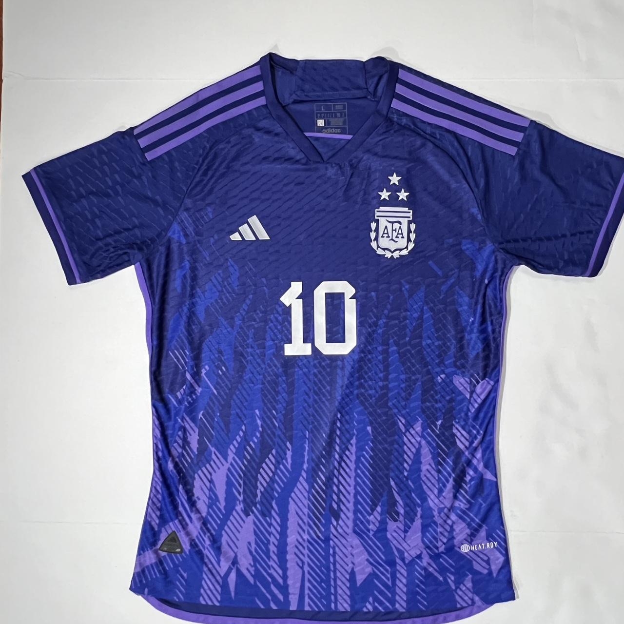 Argentina Away Soccer Jersey Messi #10 World Cup - Depop