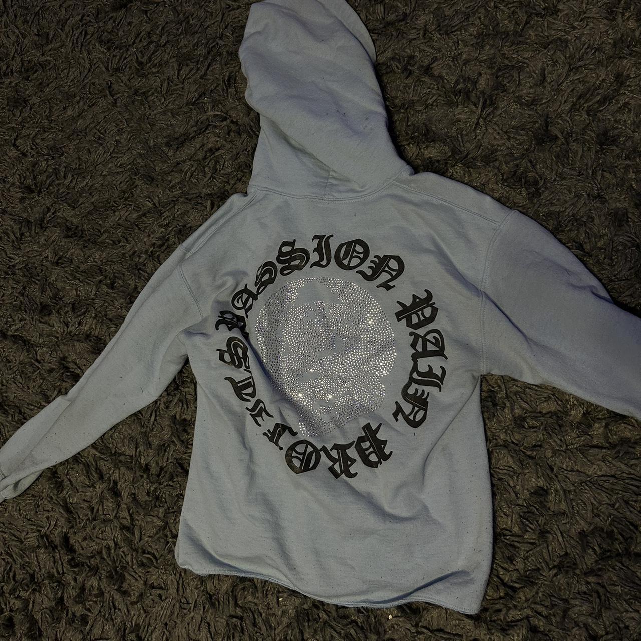 BABY BLUE RHINESTONE VENGEANCE HOODIE Vengeance... - Depop