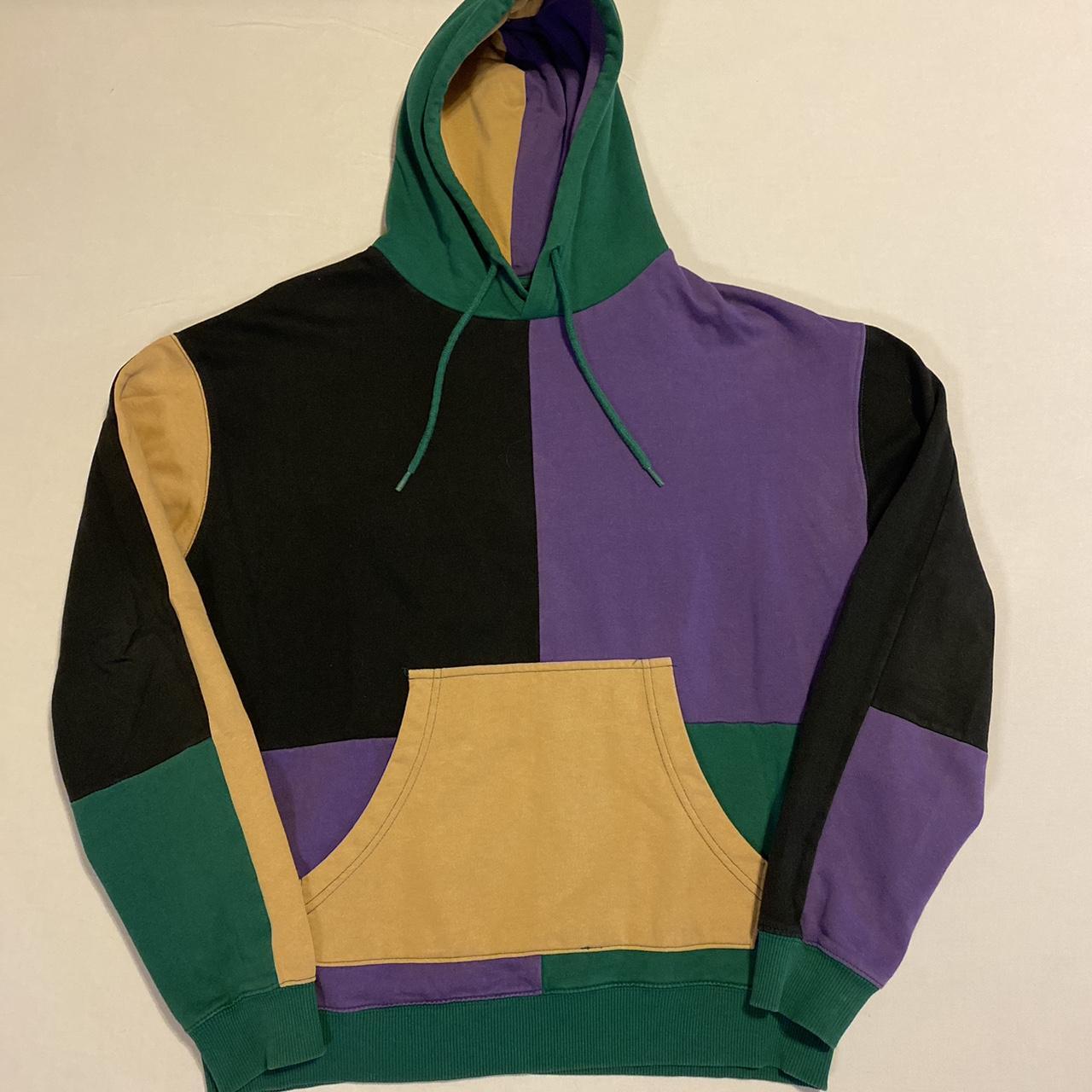 Urban Outfitters Men's Purple and Green Hoodie | Depop