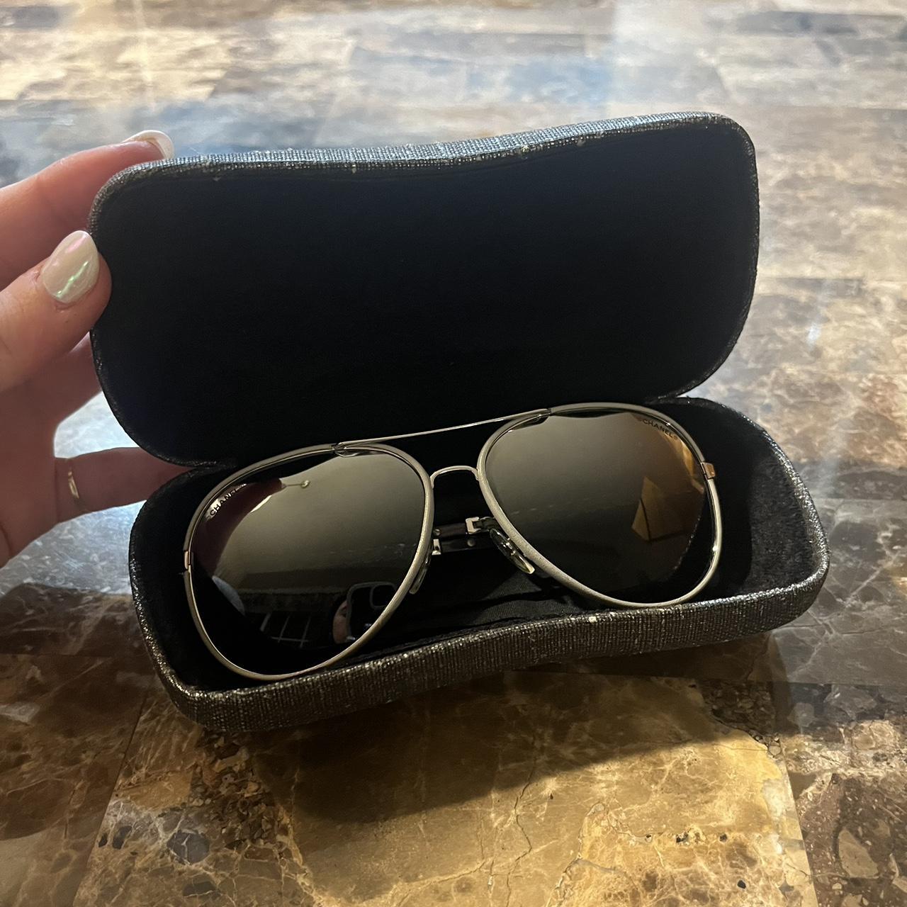 Chanel Black Metal Frame Aviator Sunglasses- 4179 - Yoogi's Closet