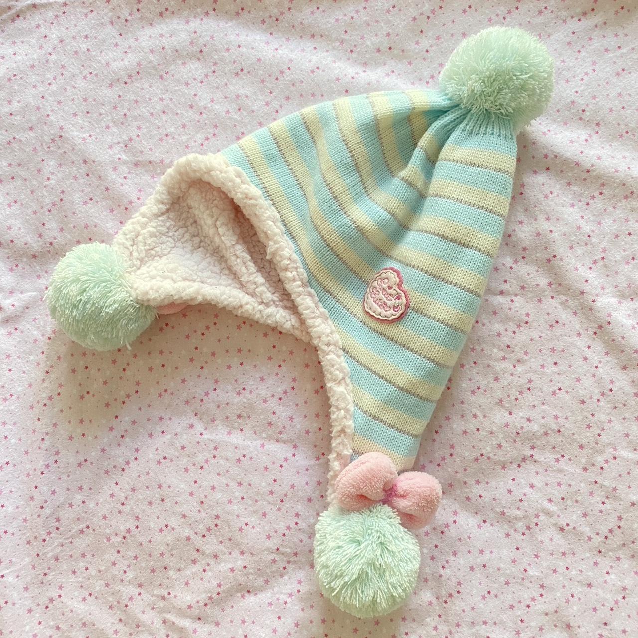 Women's Pink and Blue Hat Depop