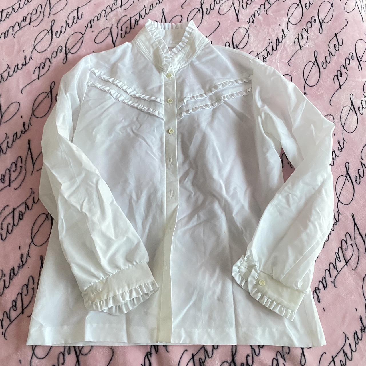 White ruffle babydoll blouse Super pretty! Perfect... - Depop