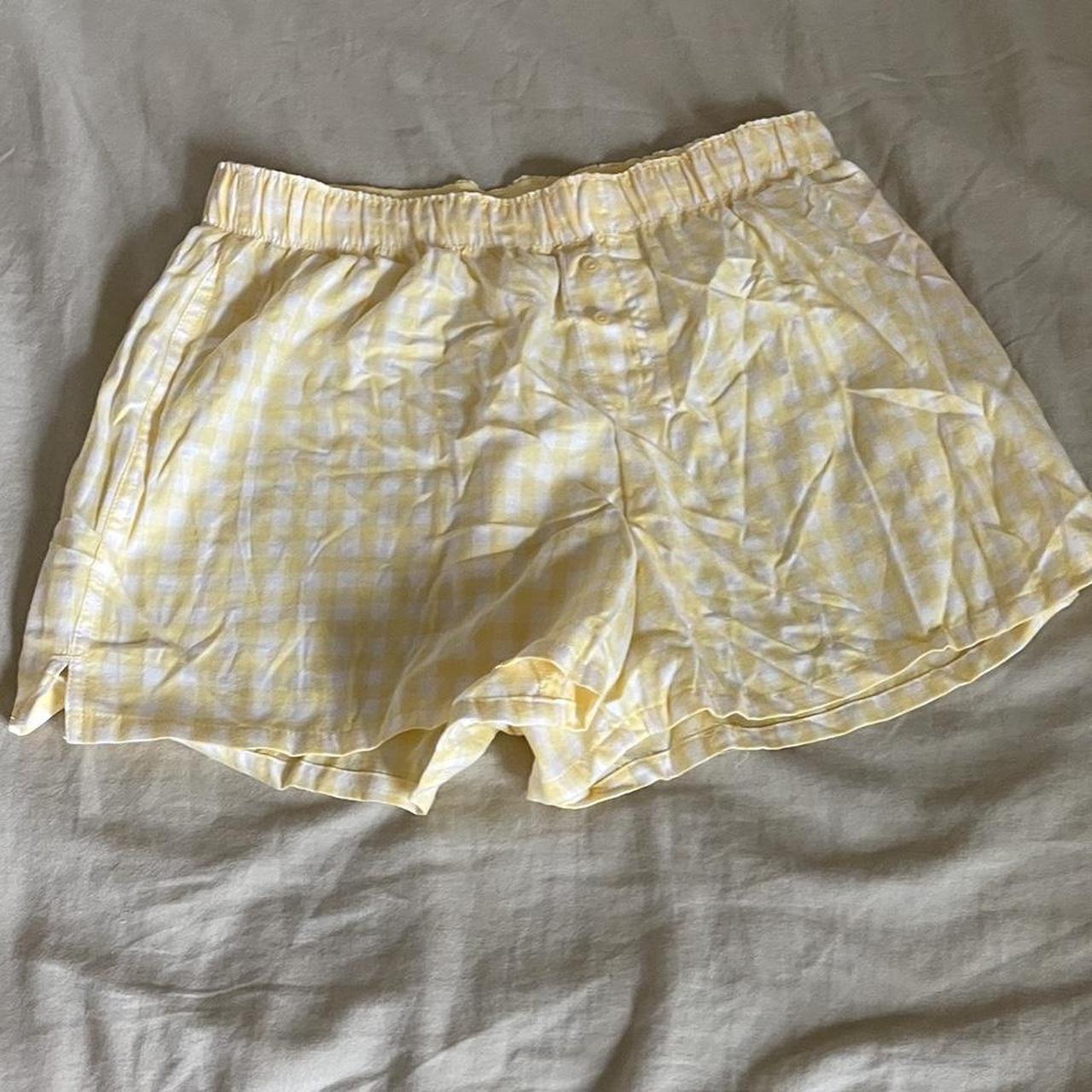 colsie yellow gingham sleep shorts #summer #yellow... - Depop