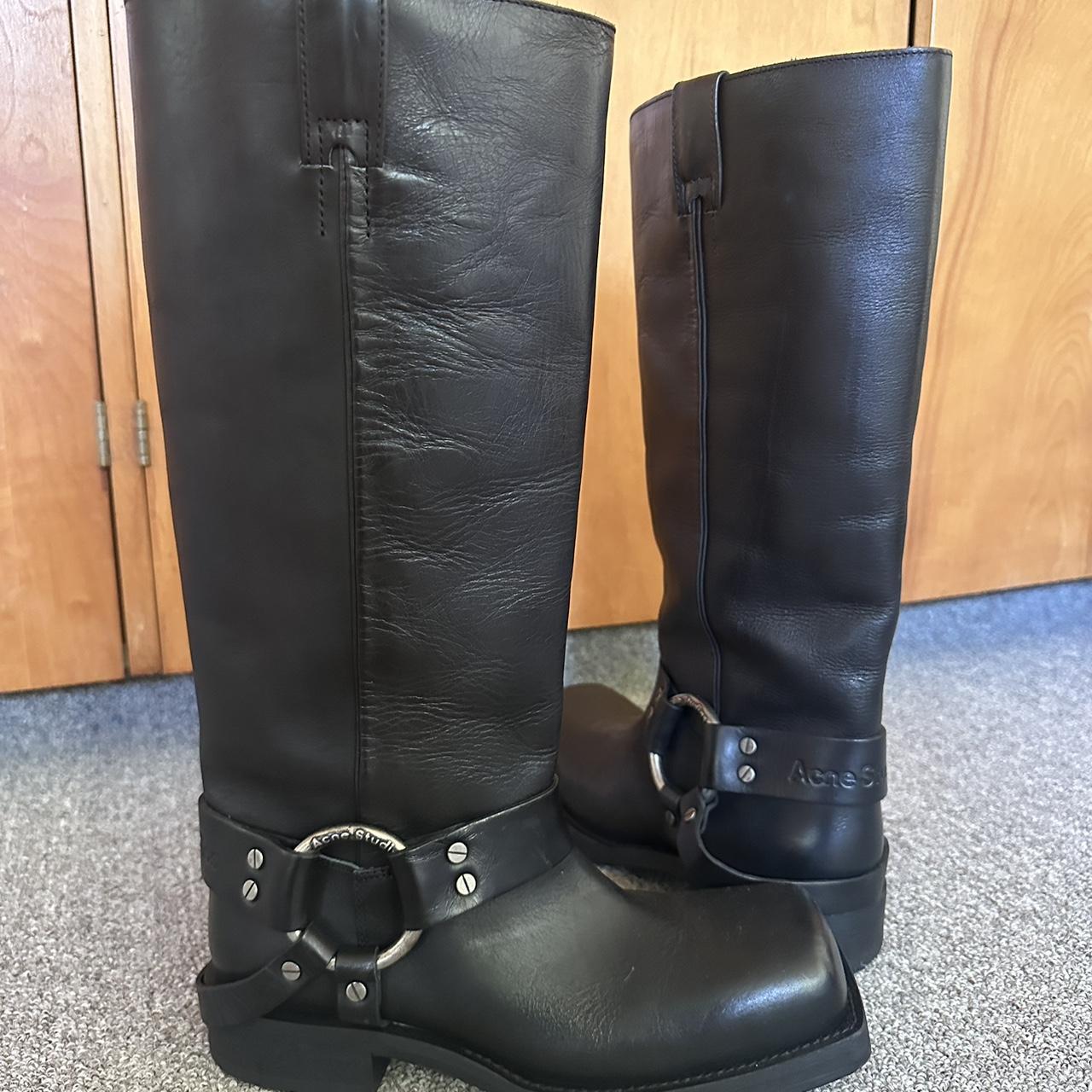 Acne studios leather buckle boots size 38 US 8. From... - Depop