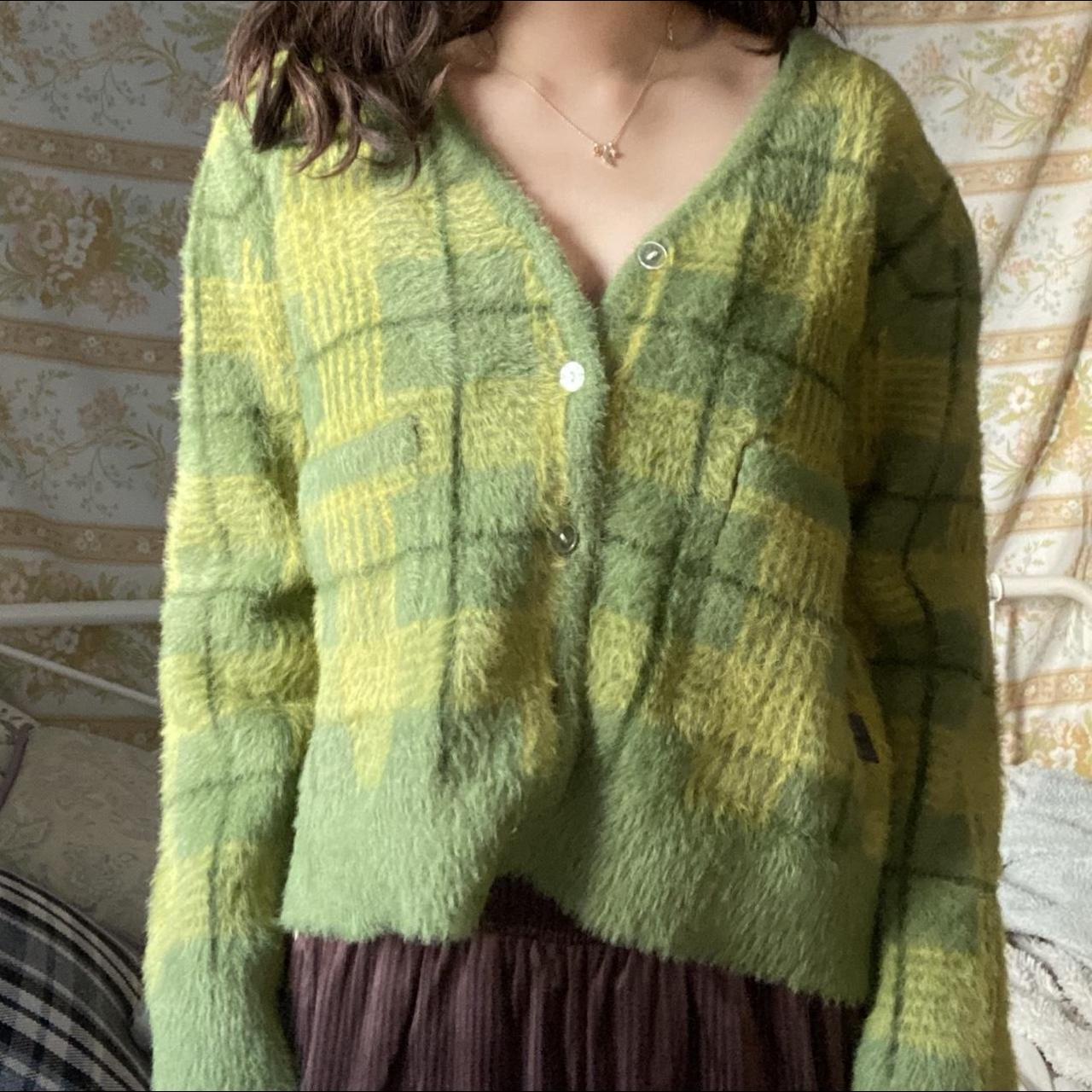 Green on sale plaid cardigan