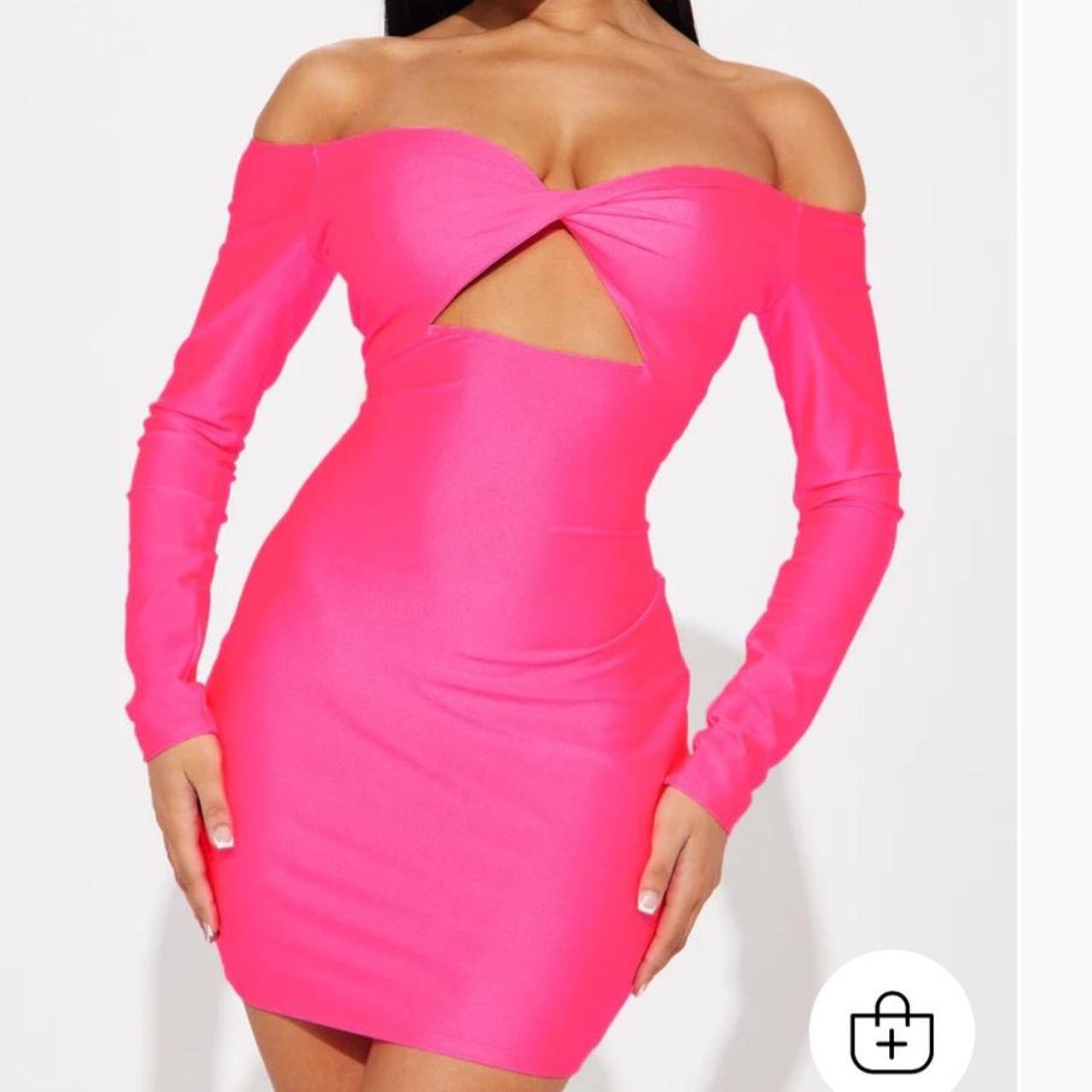 fashion nova pink mini dress! worn once for the... - Depop