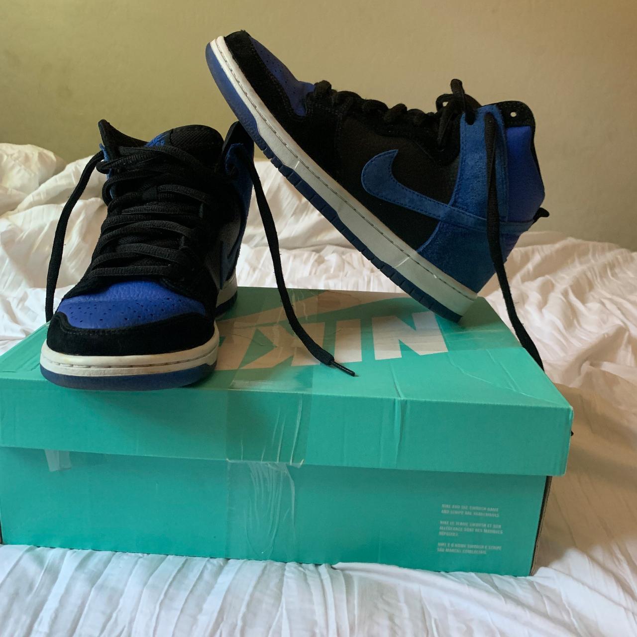 Nike SB Dunk High blue and black Size: 8 Great... - Depop