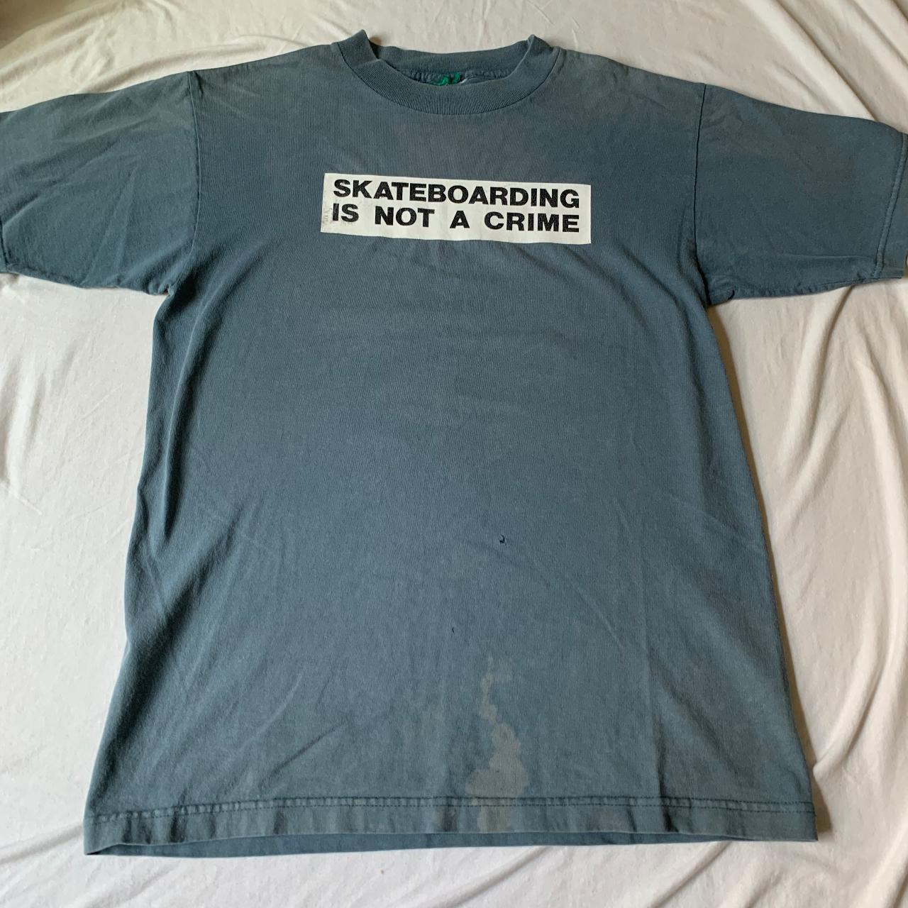 Vintage 90s Skateboarding Is Not A Crime shirt Size:... - Depop