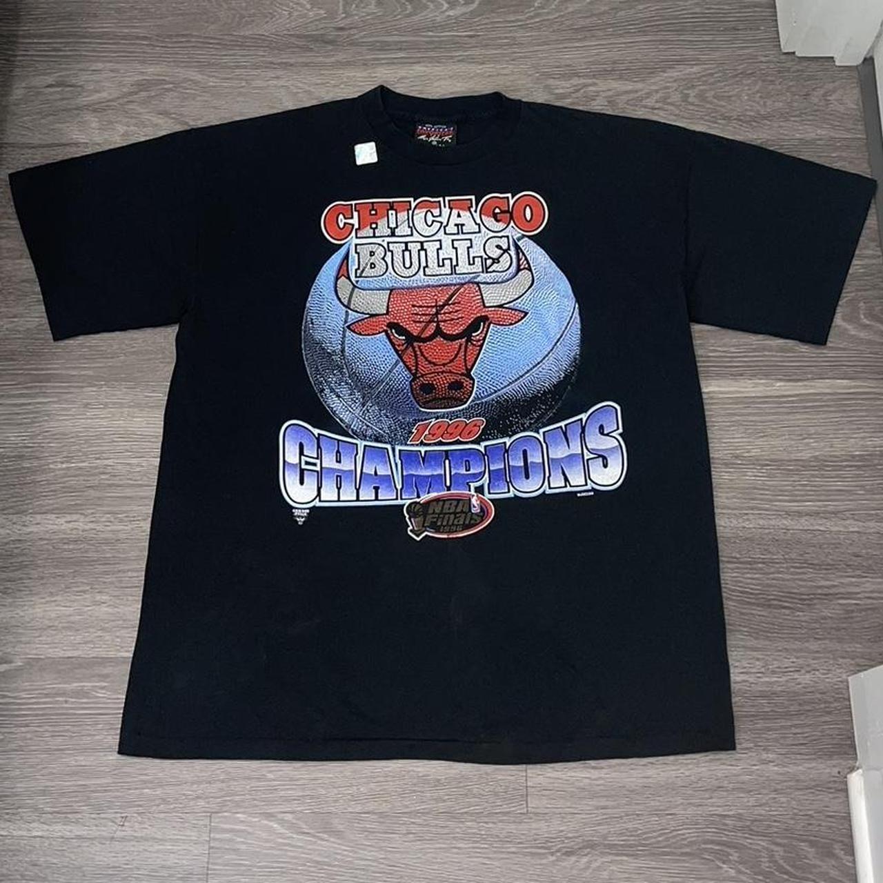 Rare Vintage 90s Chicago Bulls Championship Tee Logo - Depop