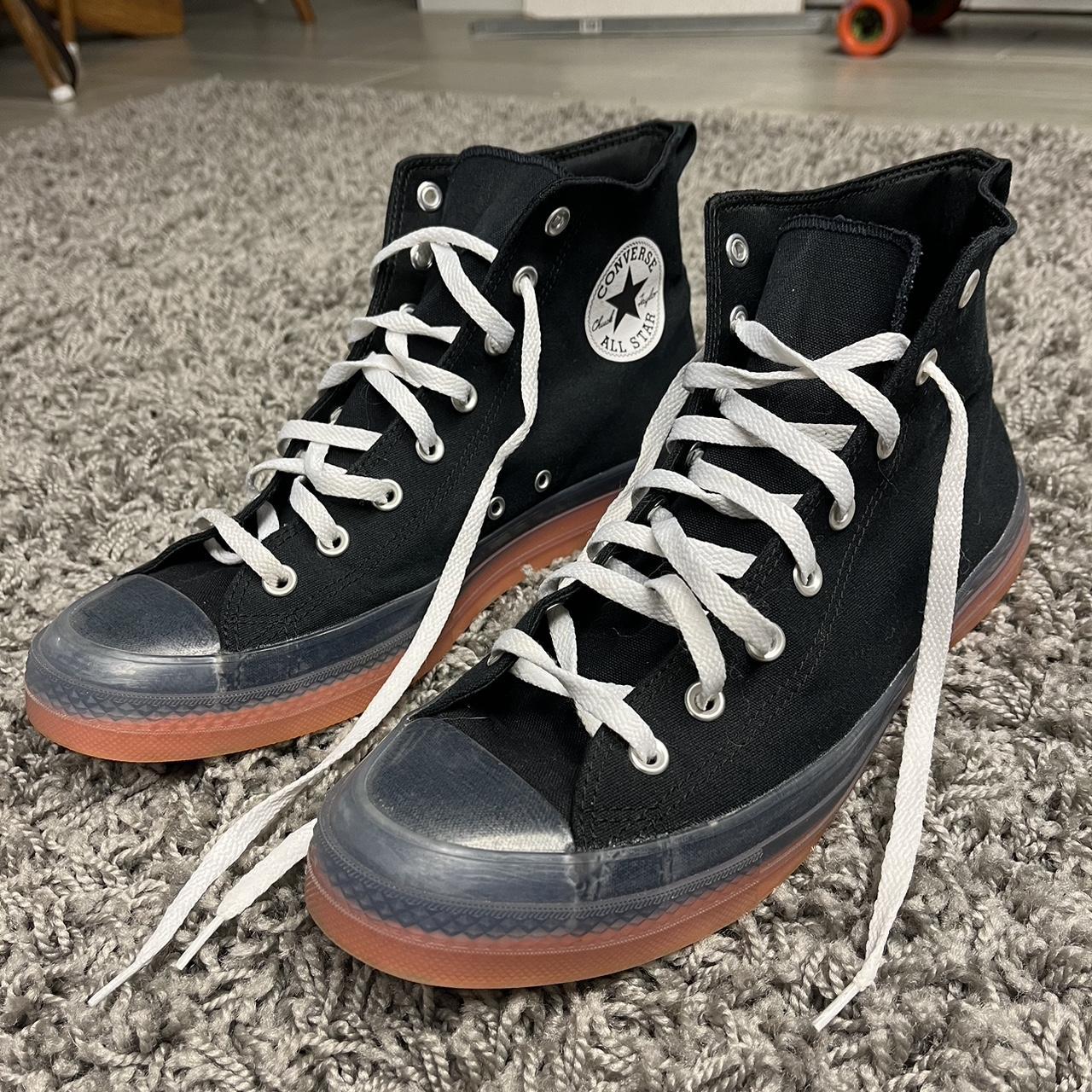 Converse Men's Black and Orange Trainers | Depop