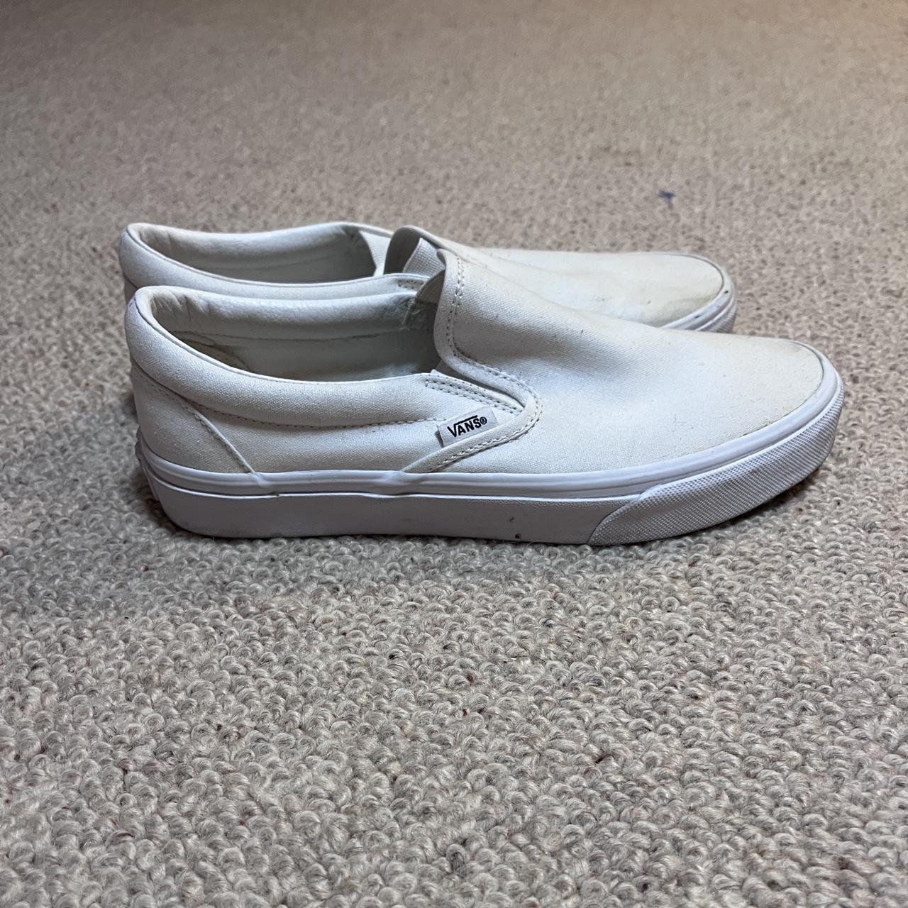 White slip on vans. Super comfy but don’t fit me. If... - Depop