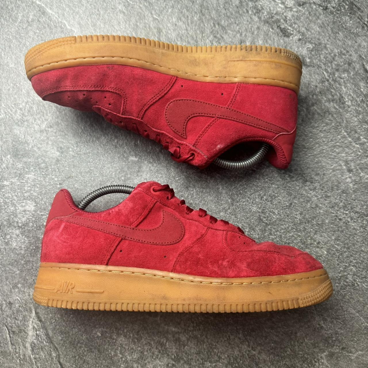 Nike Air Force 1 Red Suede Gum Sole Size UK7. Depop