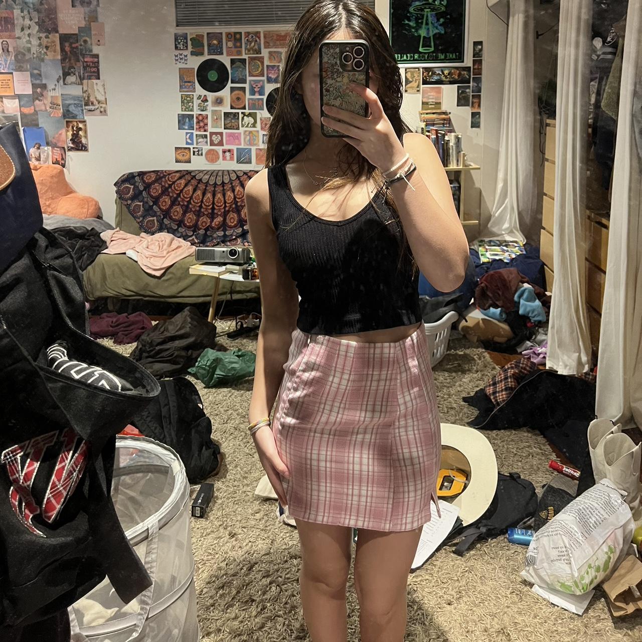 Pink plaid hotsell pencil skirt