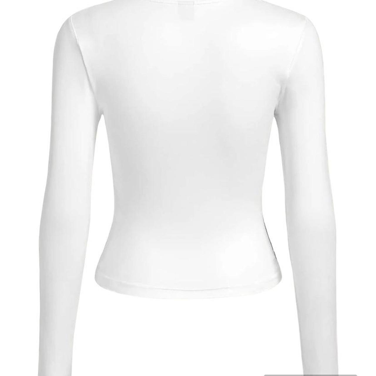 Long sleeve y2k black and white bra top 💟 - Depop