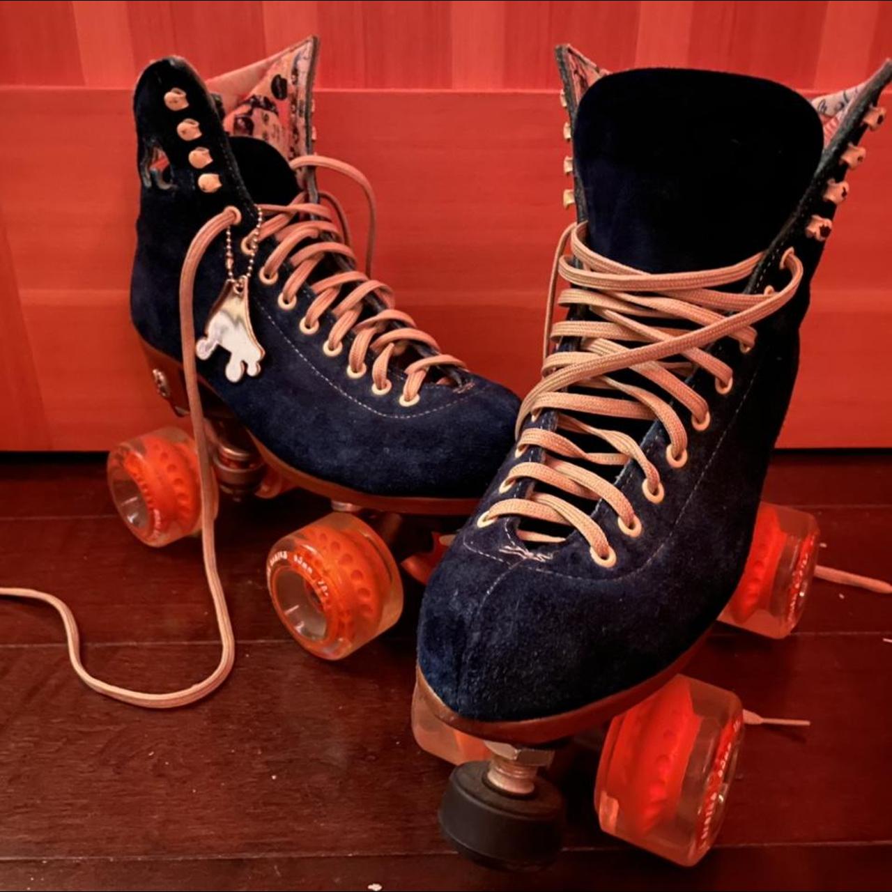 Moxi Lolly Suede Rollerskates Custom Dyed Royal Blue... Depop