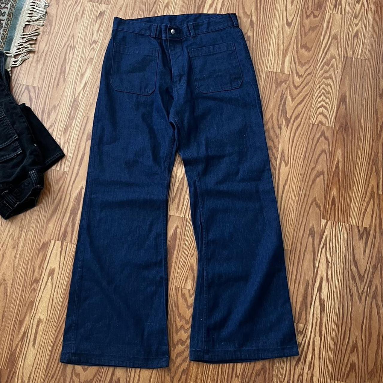 vintage 70s flared/ bell bottom seafarer jeans - Depop