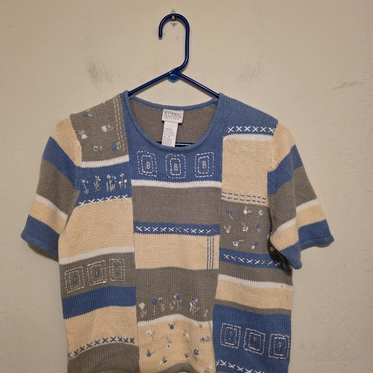 Women's Sweater - Blue/Multi – Stylish patchwork … - image 1