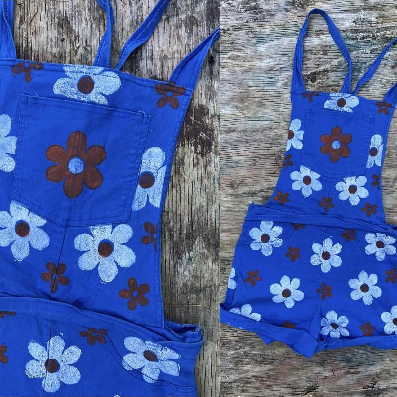 Target Women's Blue and Orange Dungareesoveralls Depop