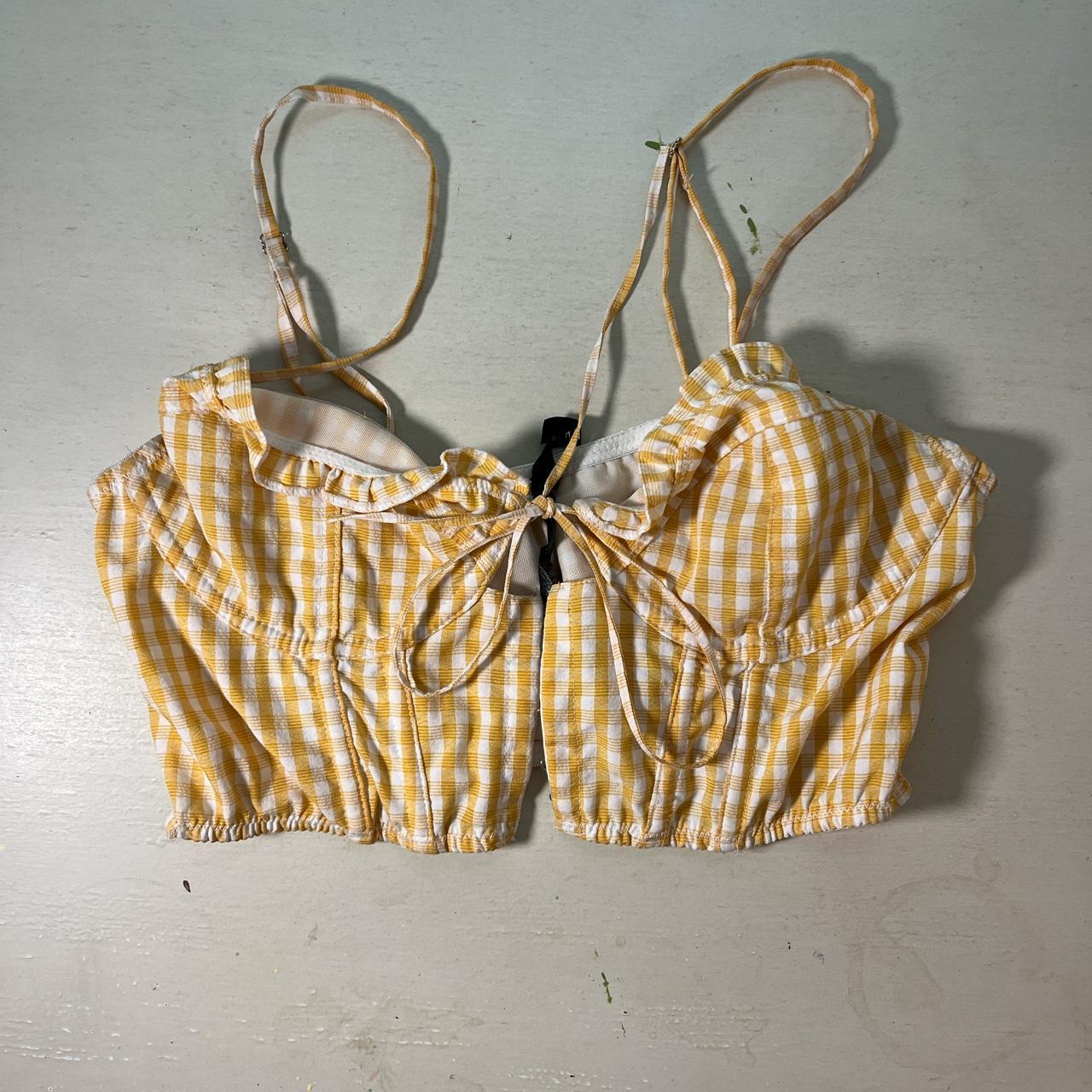 urban outfitters yellow gingham bustier/corset size - Depop