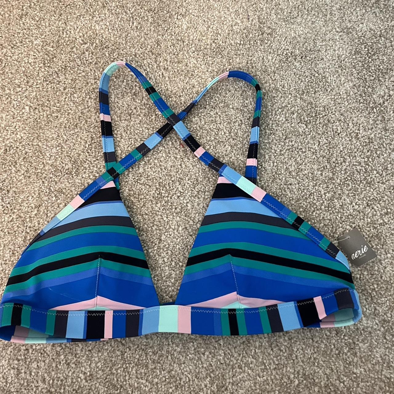 New cross back striped aerie bikini top This... Depop