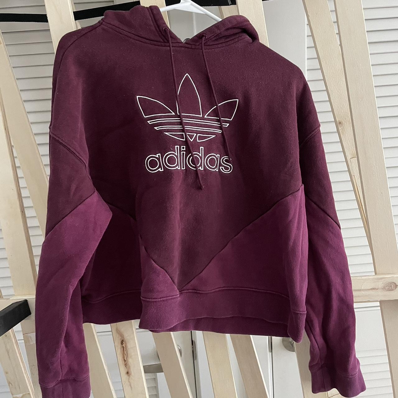 Adidas burgundy and white hoodie cropped but size