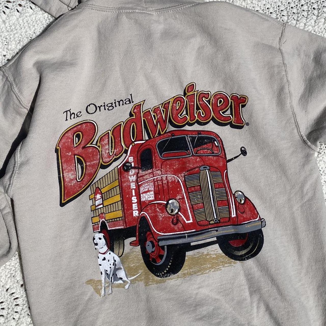 Budweiser Men's Tan and Red Sweatshirt