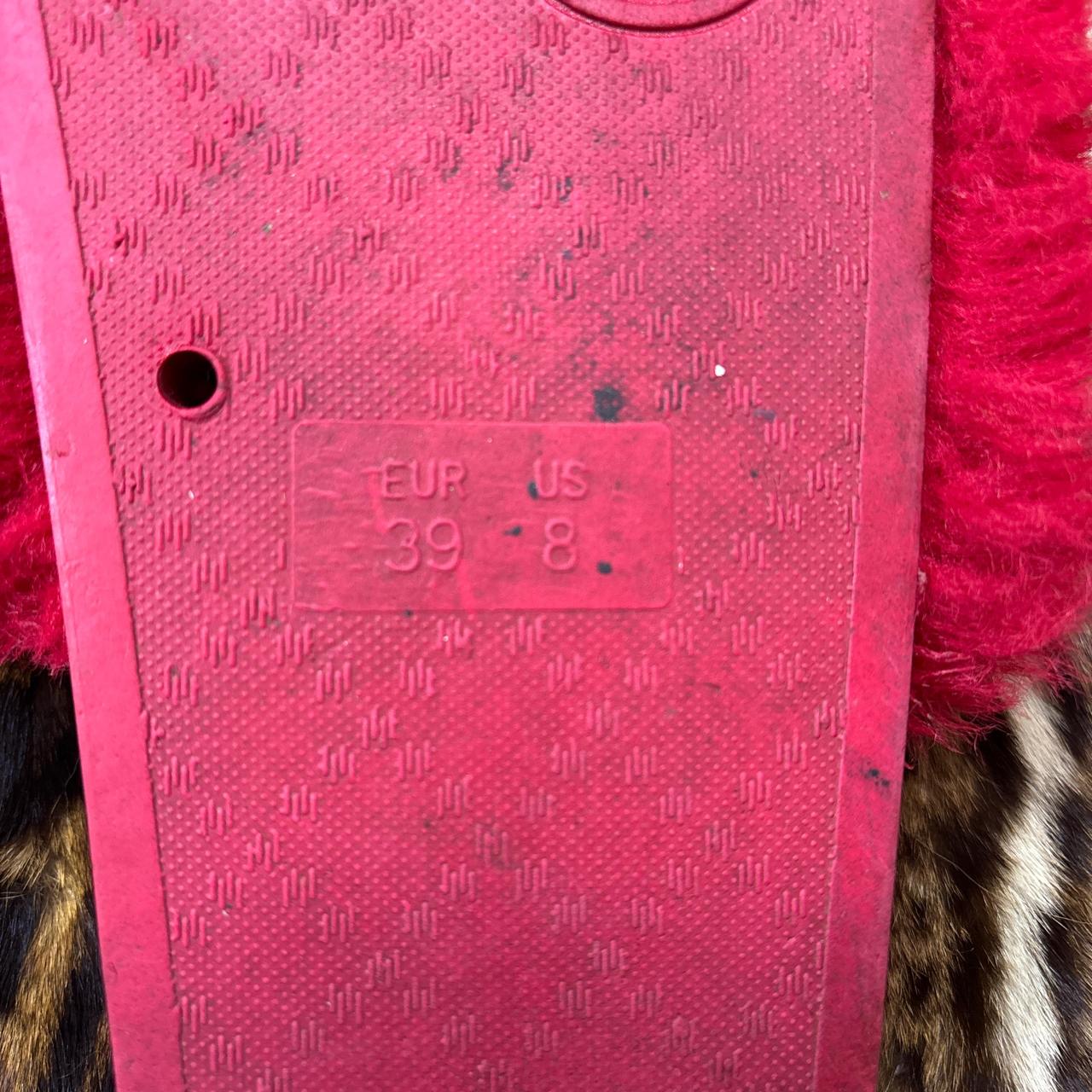 Women's Slides - Red - US 8 – Red faux fur slides… - image 4