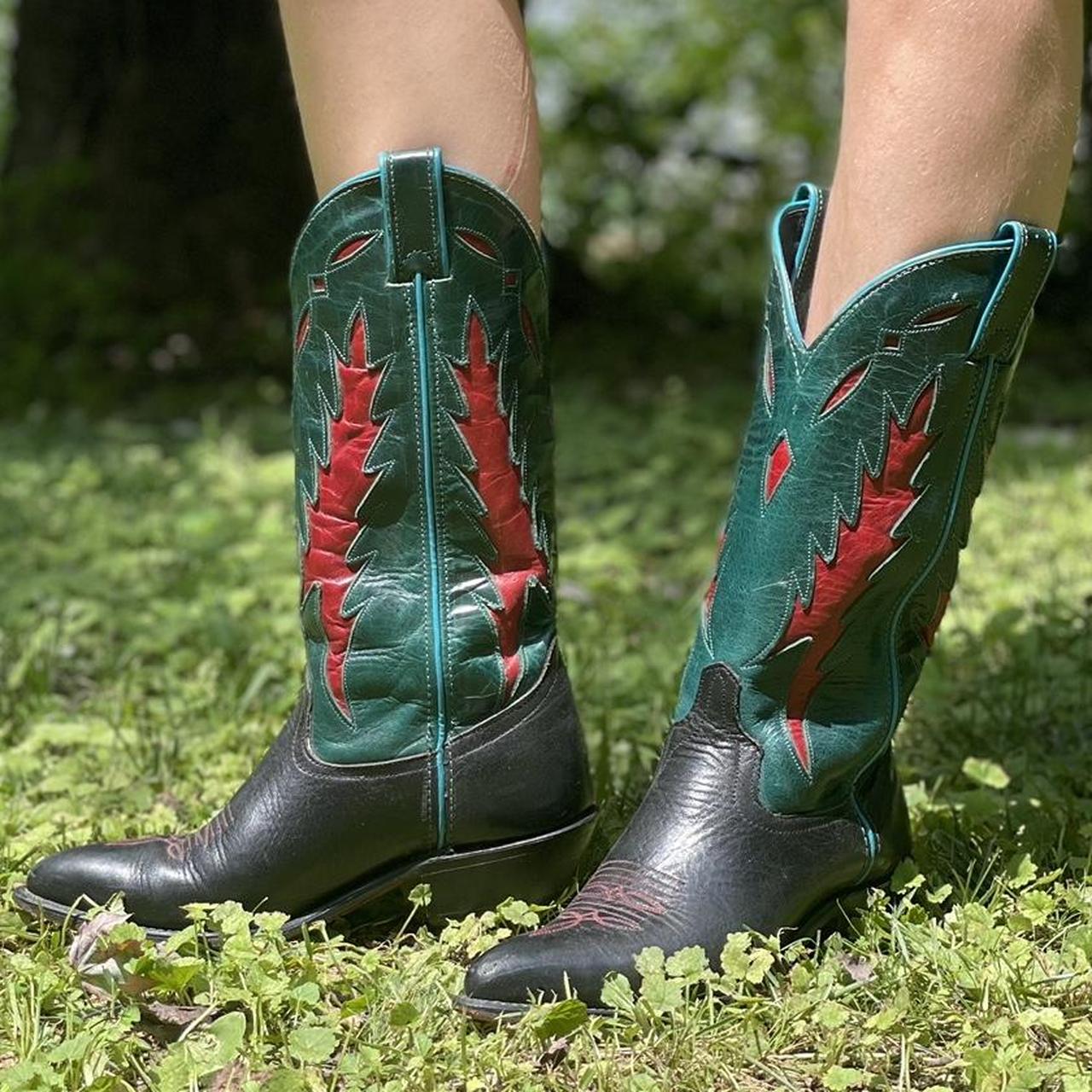 Black and green cowboy boots hotsell