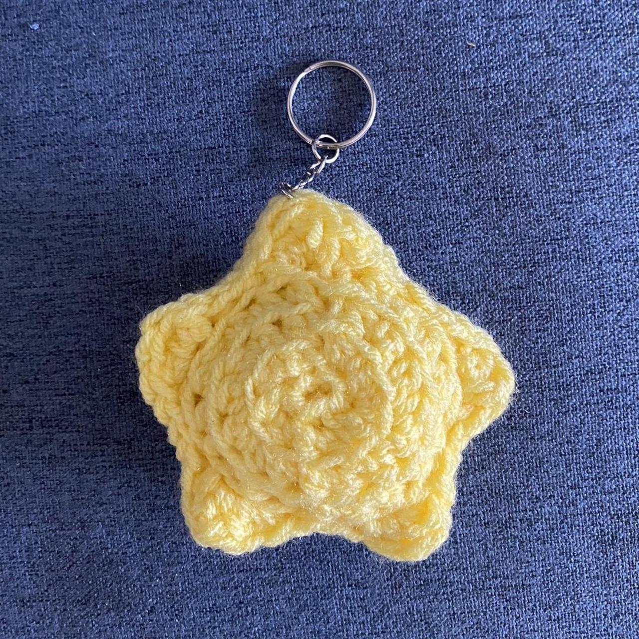 Yellow crochet puffy star key chain/ bag... - Depop