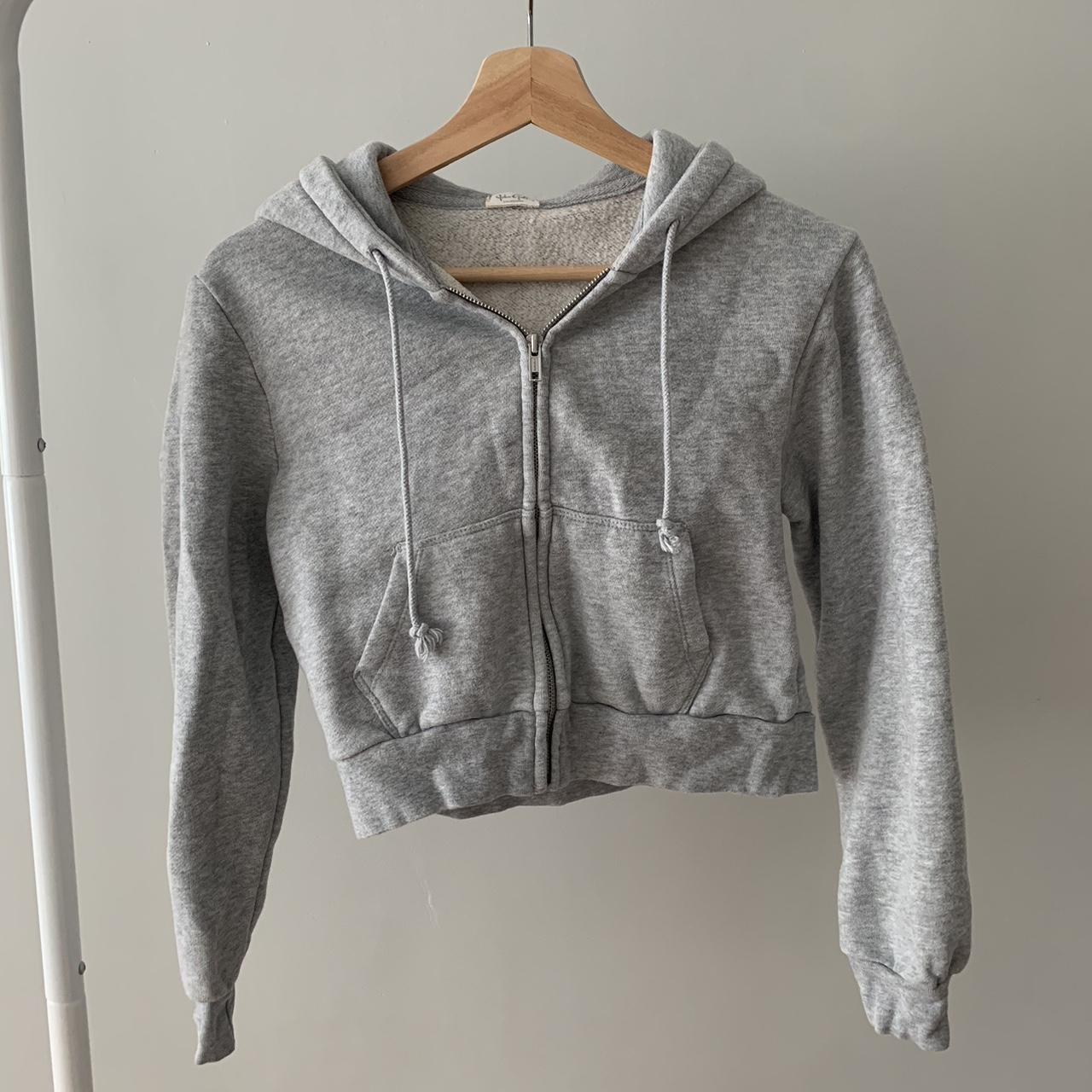 brandy melville/john galt gray cropped hoodie fits... Depop